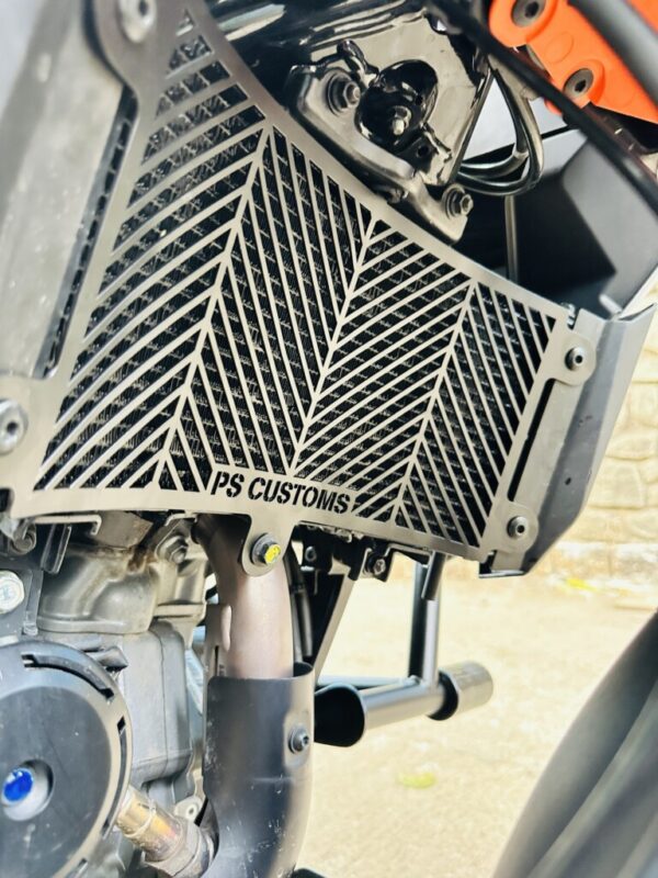 KTM Adventure 390 X radiator grill guard installed